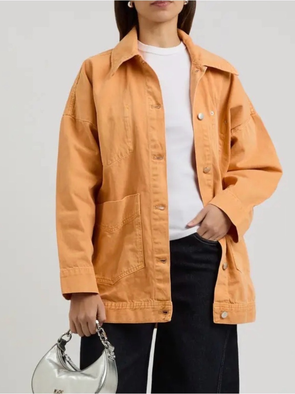 Free People We The Free Avery Oversized Denim Jacket Orange Wash M